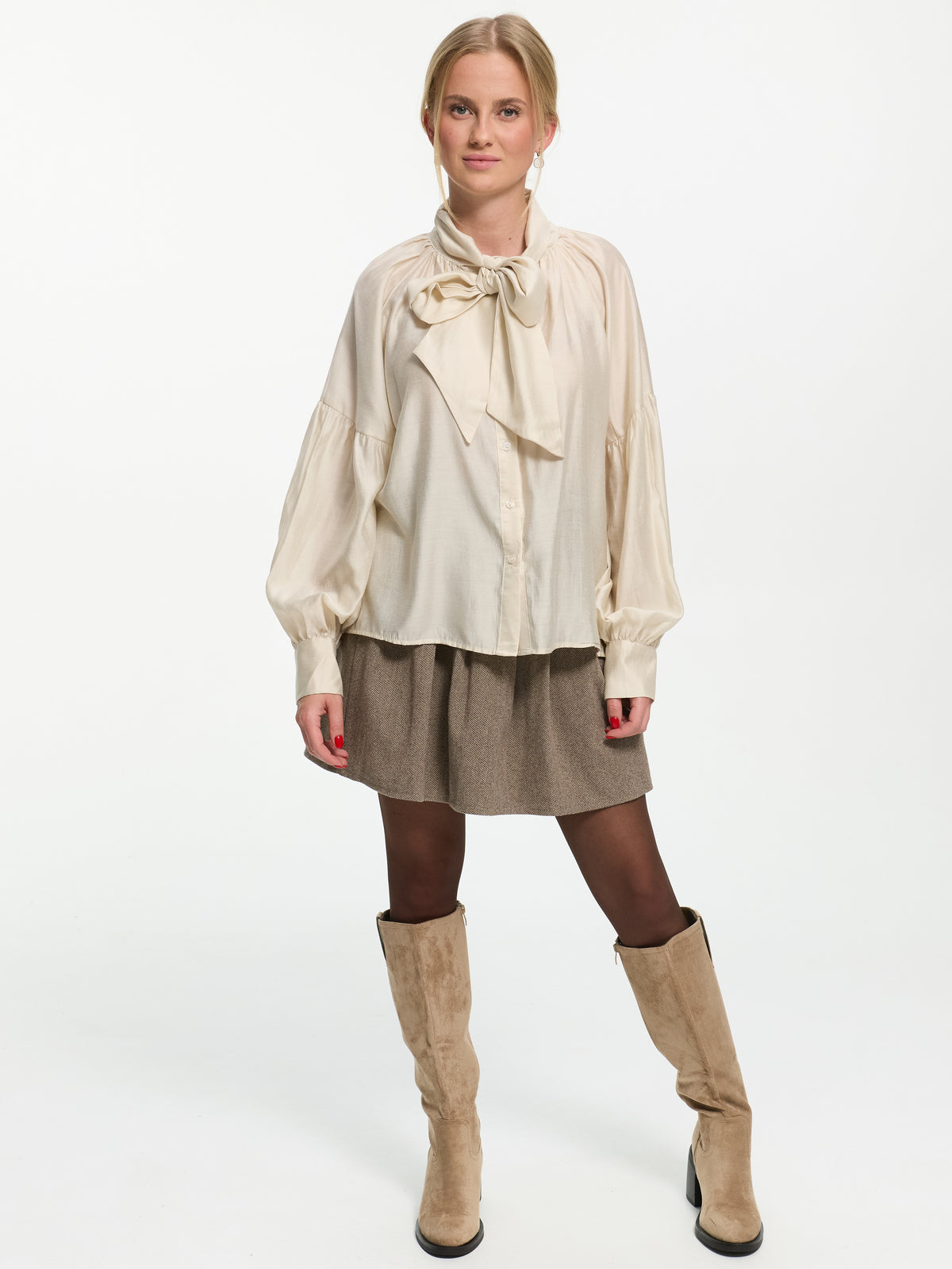 Bluse mit Schleife "Constance" in Creme