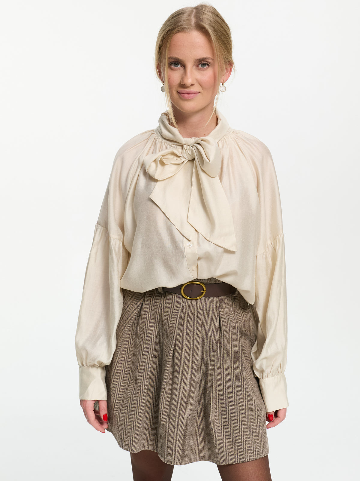 Bluse mit Schleife "Constance" in Creme
