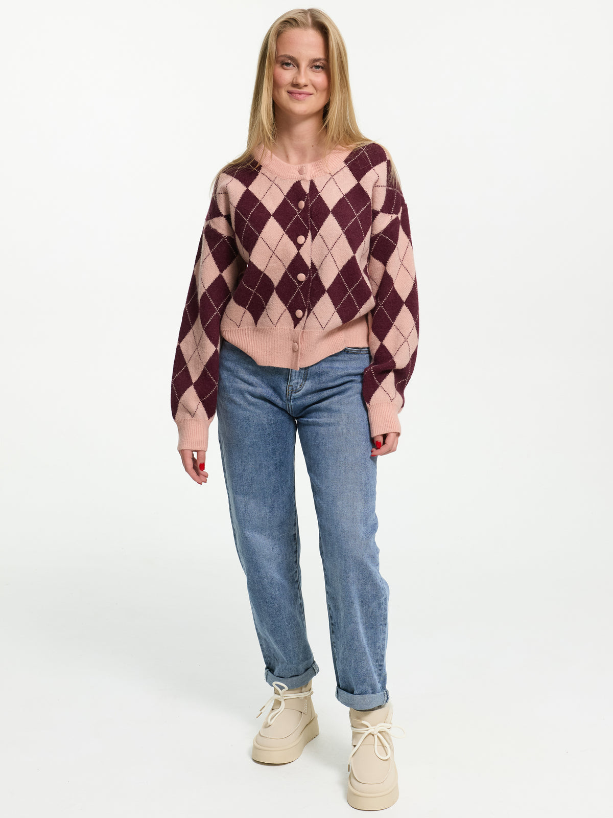 Strick-Cardigan "Caty" Rosa/Burgundy