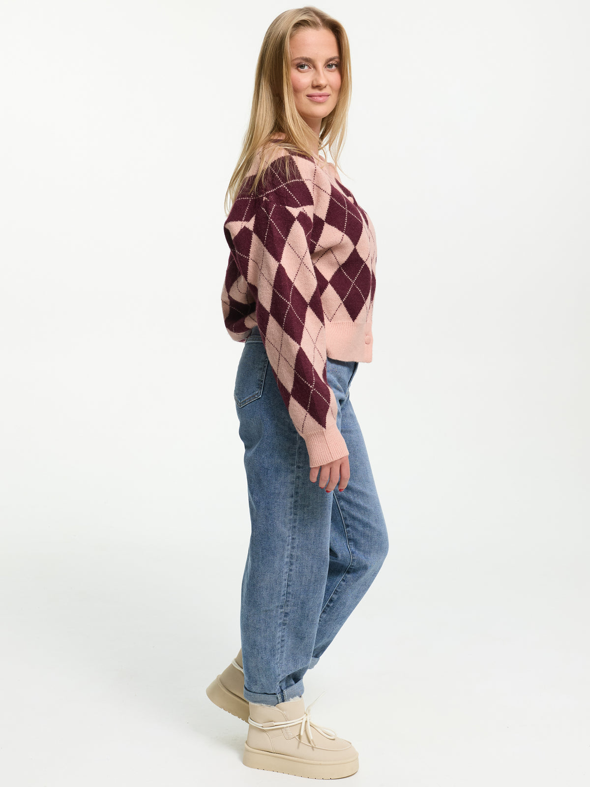 Strick-Cardigan "Caty" Rosa/Burgundy