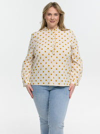 Curvy Bluse "Neyla" in Creme mit goldenen Punkten