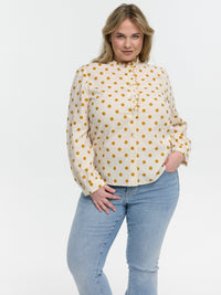 Curvy Bluse "Neyla" in Creme mit goldenen Punkten
