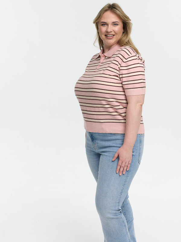 Strick-Poloshirt "Petunia" in Rosa/Creme