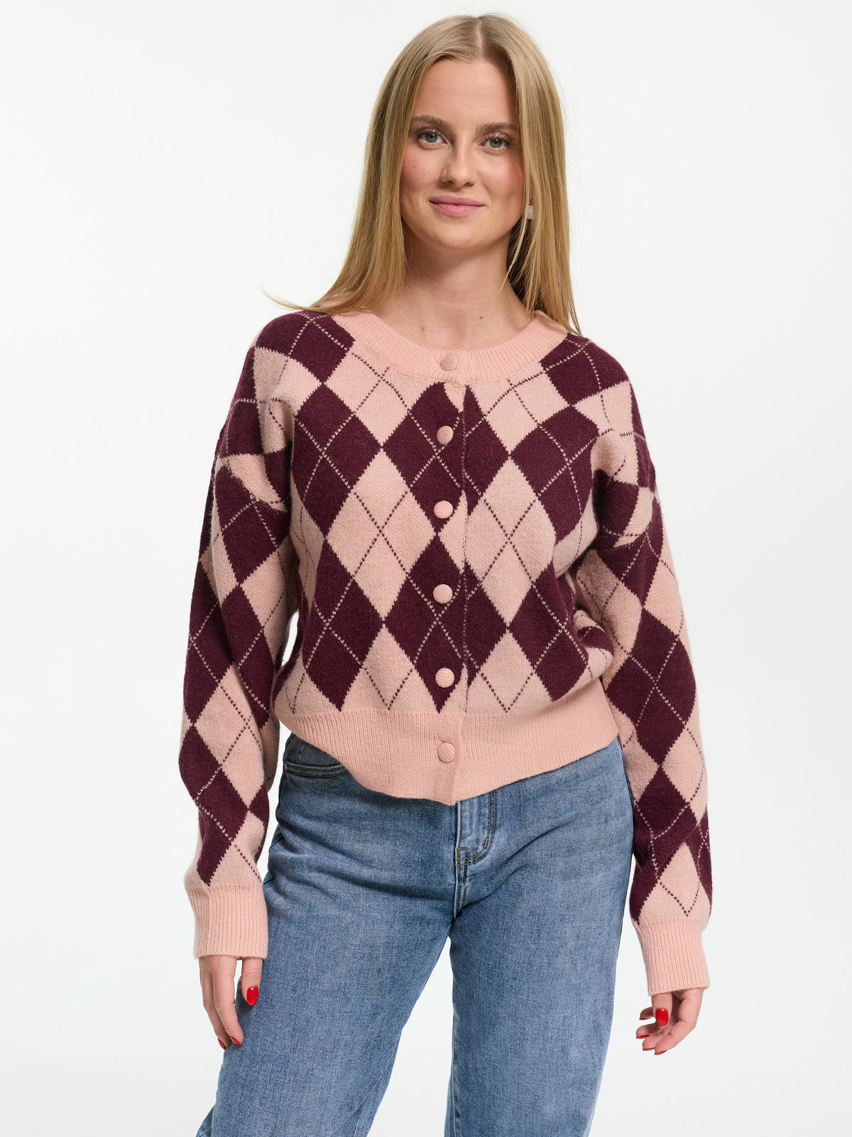 Strick-Cardigan "Caty" Rosa/Burgundy