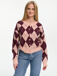 Strick-Cardigan "Caty" Rosa/Burgundy