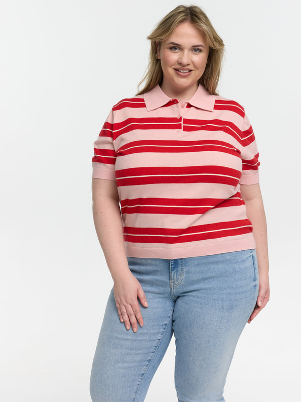 Strick-Poloshirt "Kamilla" in Rosa/Rot