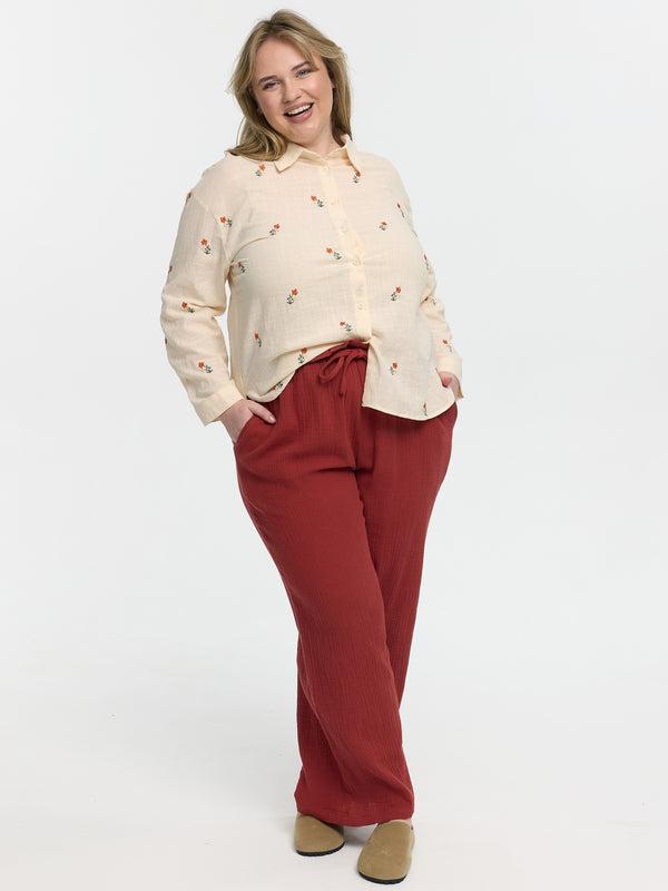 Curvy Hemd "Flowers" in Beige