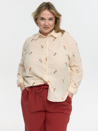 Curvy Hemd "Flowers" in Beige