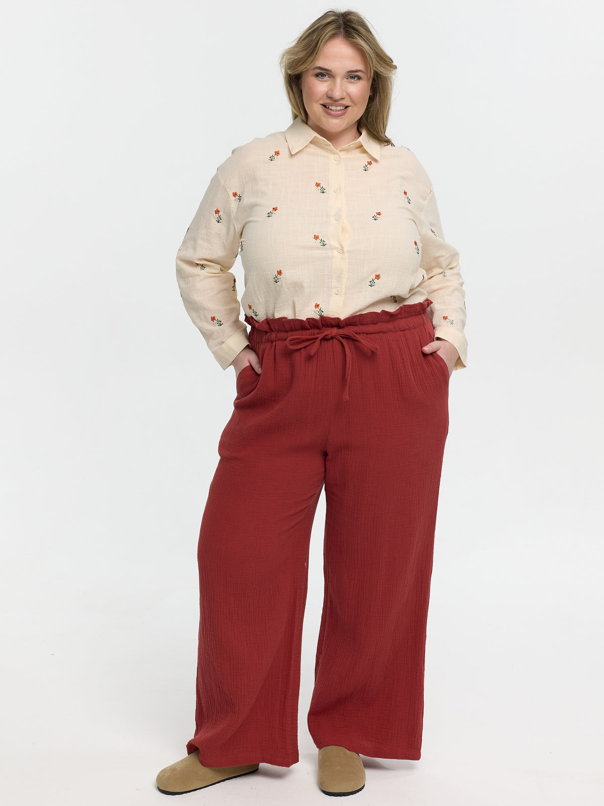 Curvy Musselin-Hose „Wicky“ in Rost