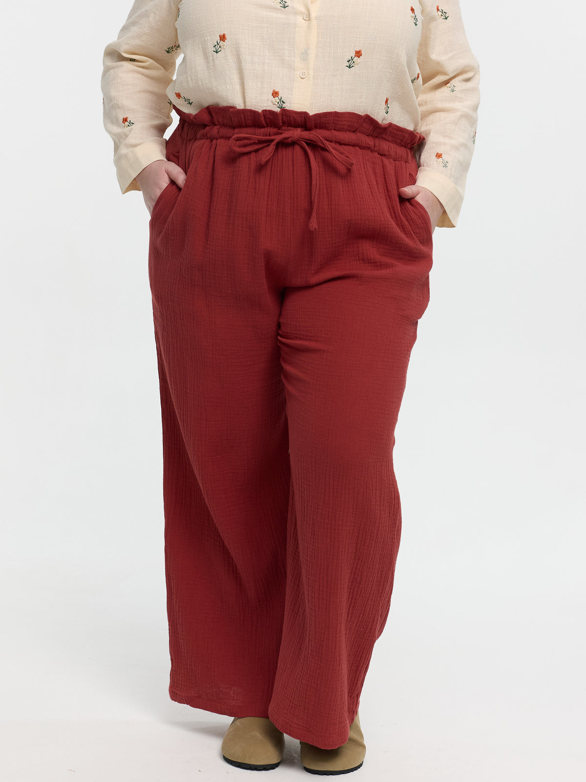Curvy Musselin-Hose „Wicky“ in Rost