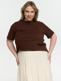 Curvy Premium T-Shirt "Whitey" in Braun