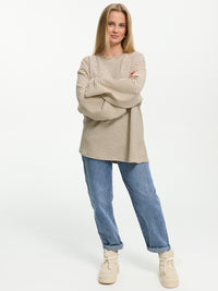 Samt Langarm-Shirt "Mara" in Creme