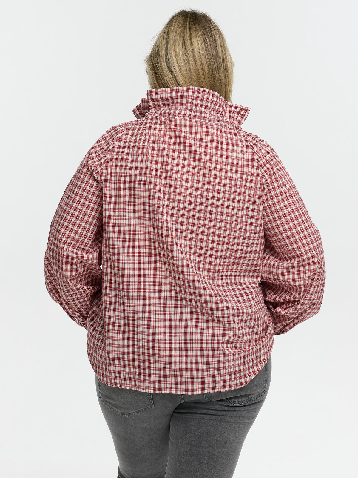 Curvy Bluse mit Schleife "Manja" in Rot kariert