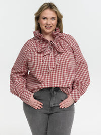 Curvy Bluse mit Schleife "Manja" in Rot kariert