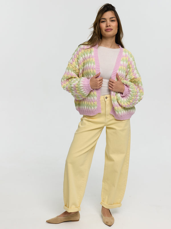 Strick-Cardigan "Delila" in Rosa/Grün