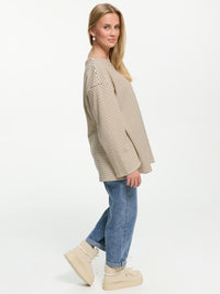 Samt Langarm-Shirt "Mara" in Creme