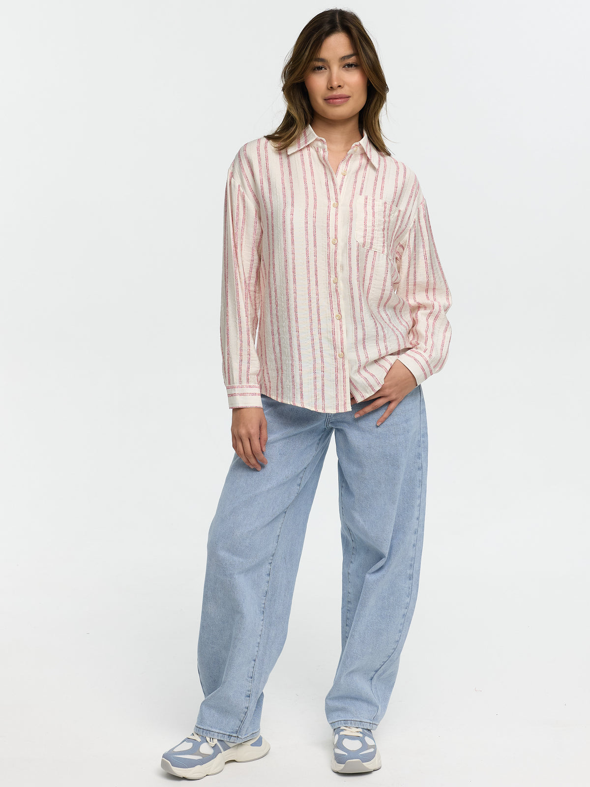 Bluse "Sapia" Creme/Rose gestreift