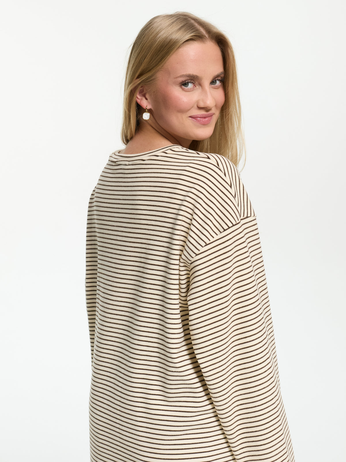 Samt Langarm-Shirt "Mara" in Creme
