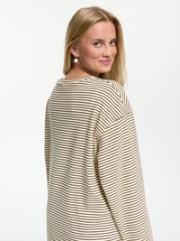 Samt Langarm-Shirt "Mara" in Creme
