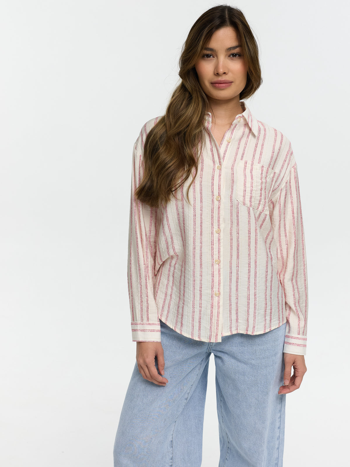 Bluse "Sapia" Creme/Rose gestreift