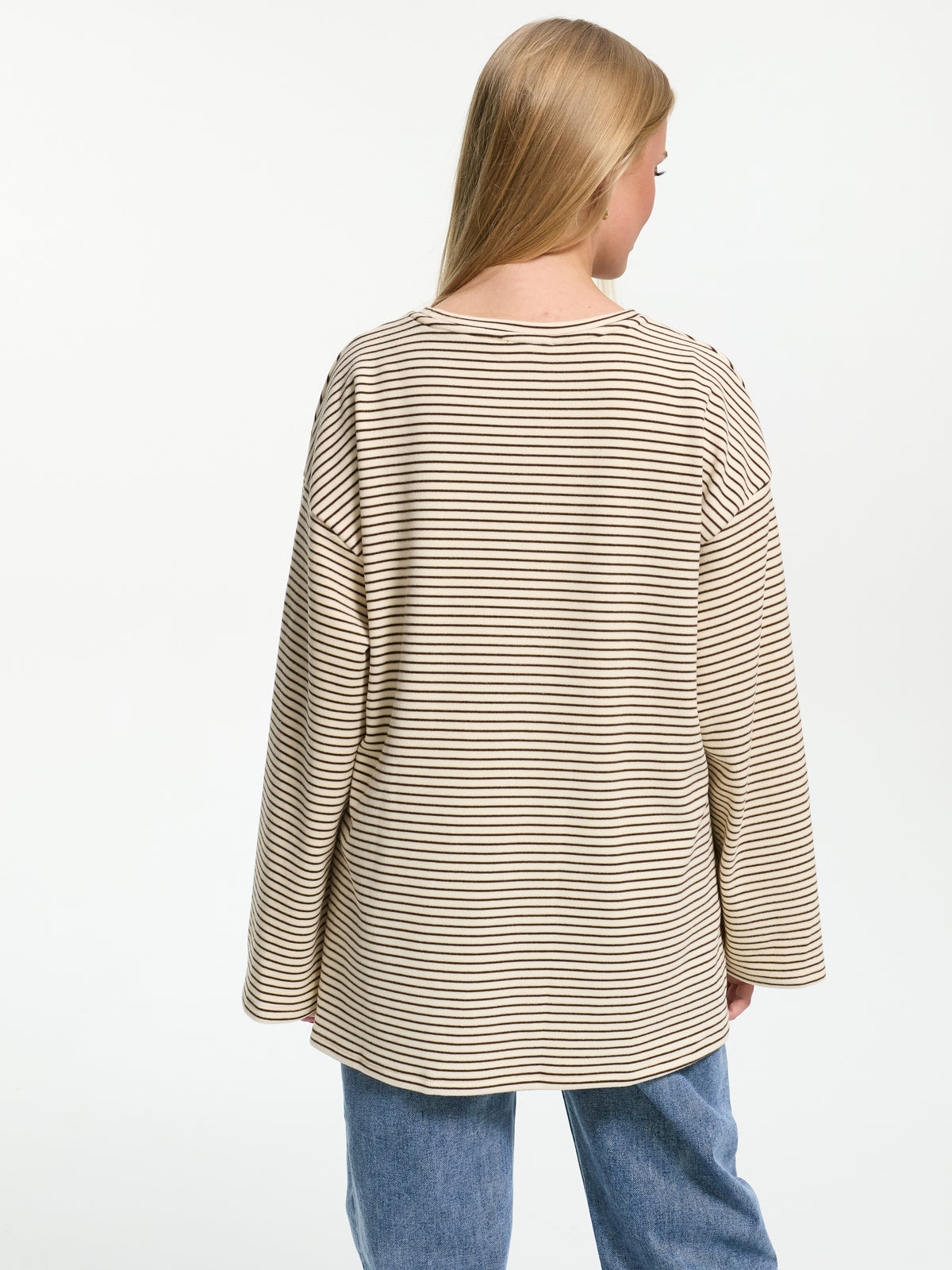 Samt Langarm-Shirt "Mara" in Creme