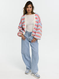 Strick-Cardigan "Delila" in Blau/Coral