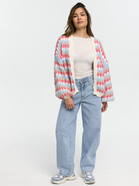 Strick-Cardigan "Delila" in Blau/Coral
