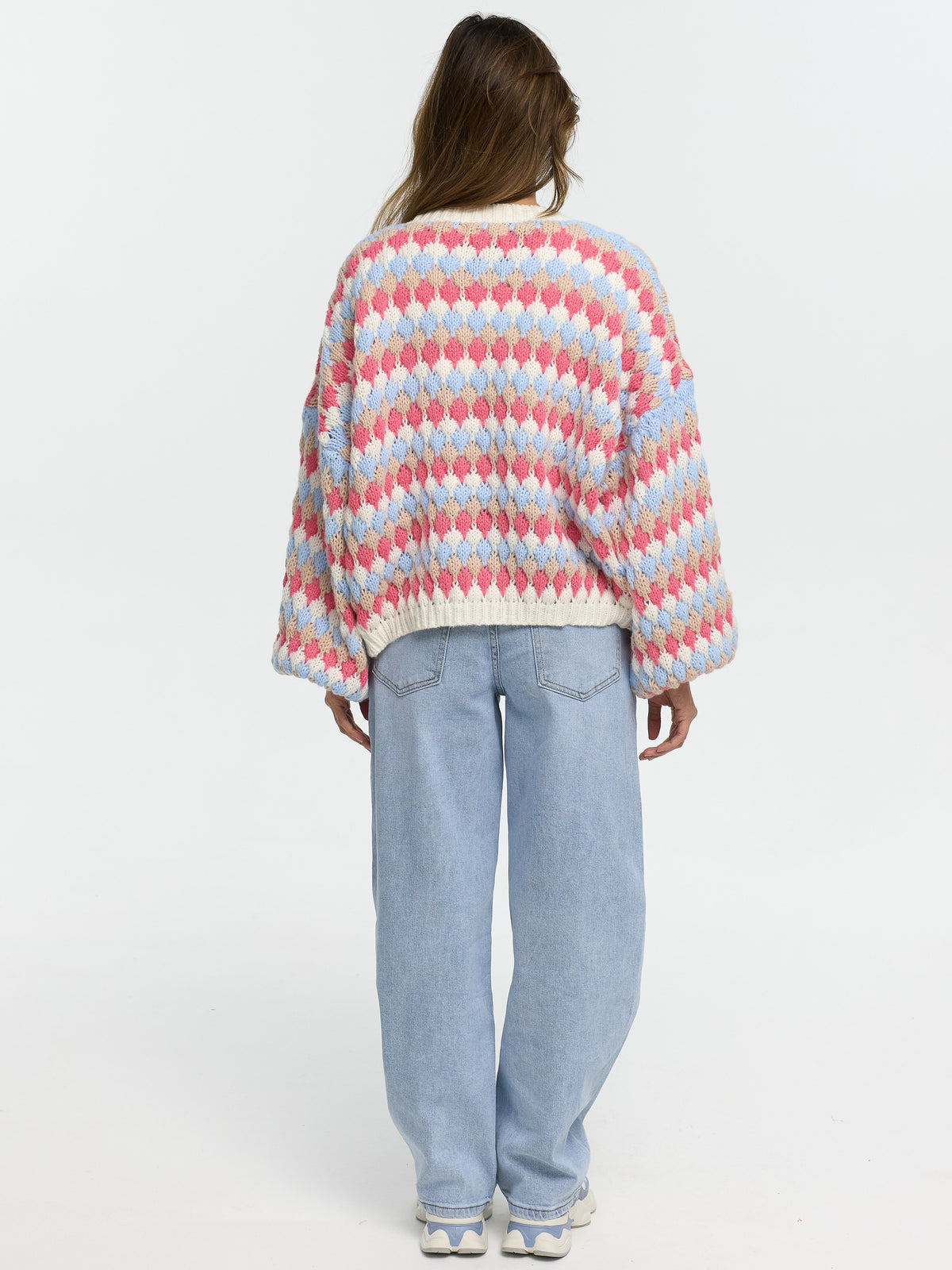 Strick-Cardigan "Delila" in Blau/Coral