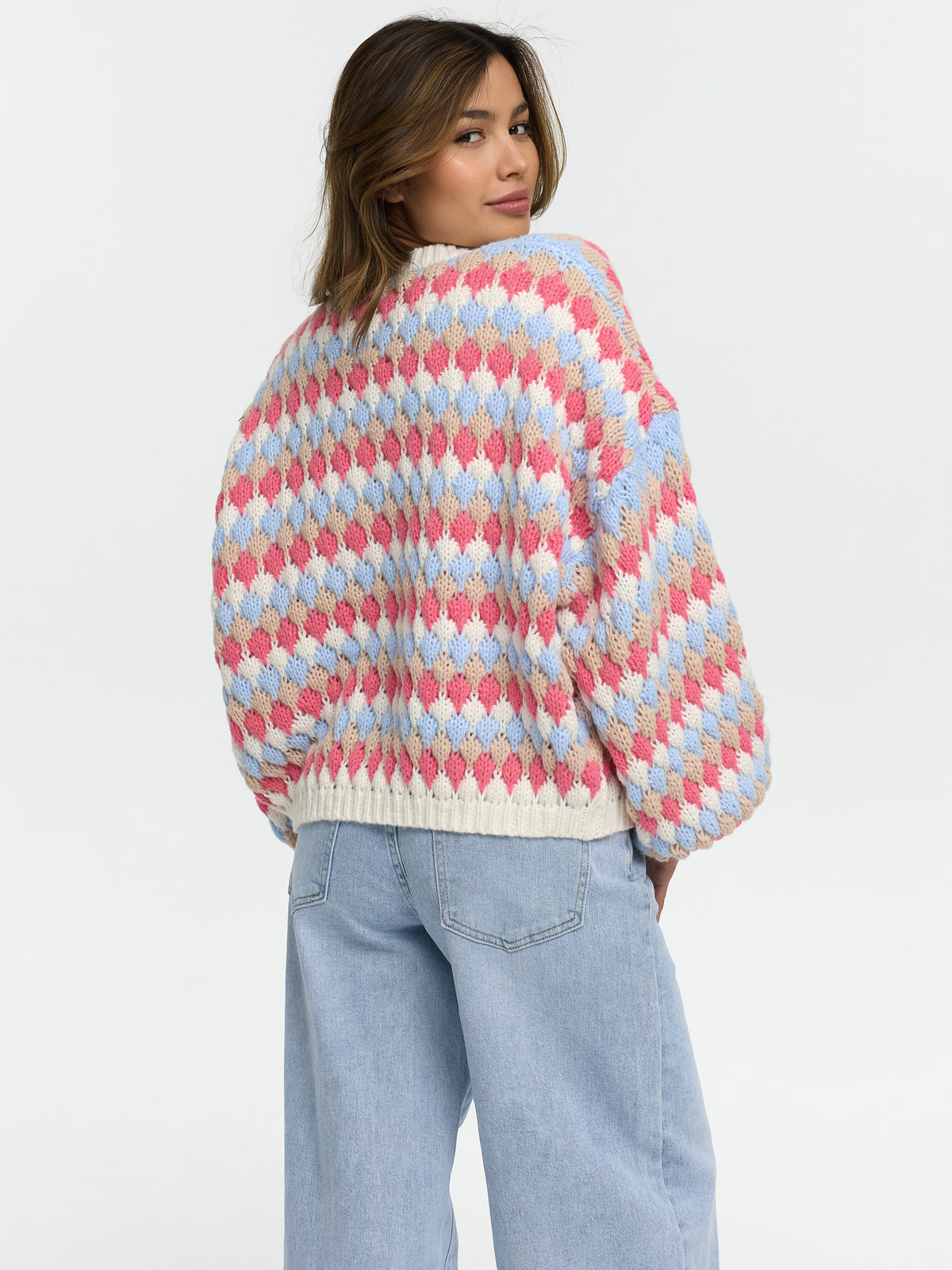 Strick-Cardigan "Delila" in Blau/Coral