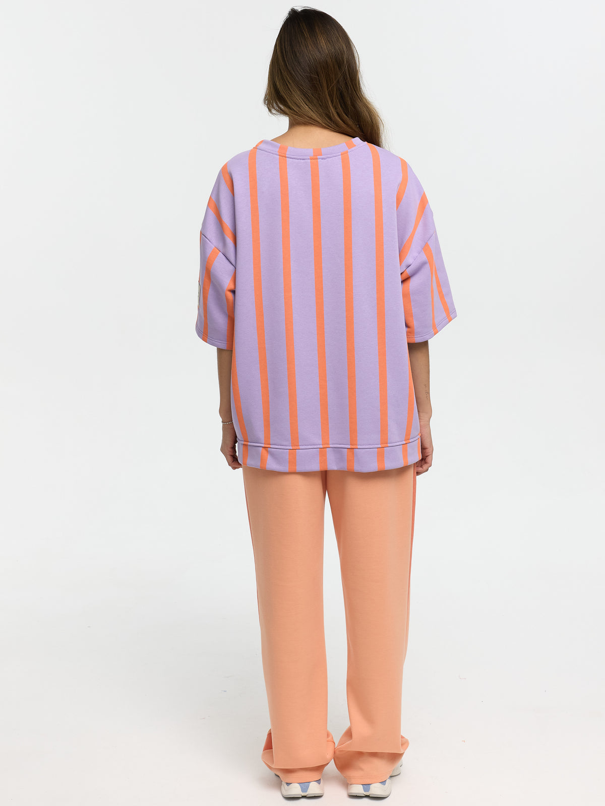 T-Shirt "Perfect" in Lila/Orange gestreift