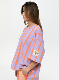 T-Shirt "Perfect" in Lila/Orange gestreift