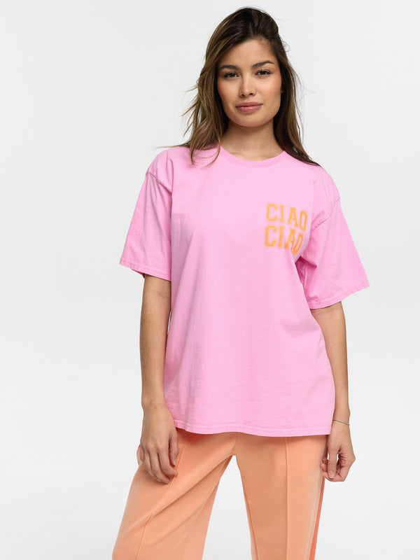 T-Shirt "Ciao Ciao" in Rosa