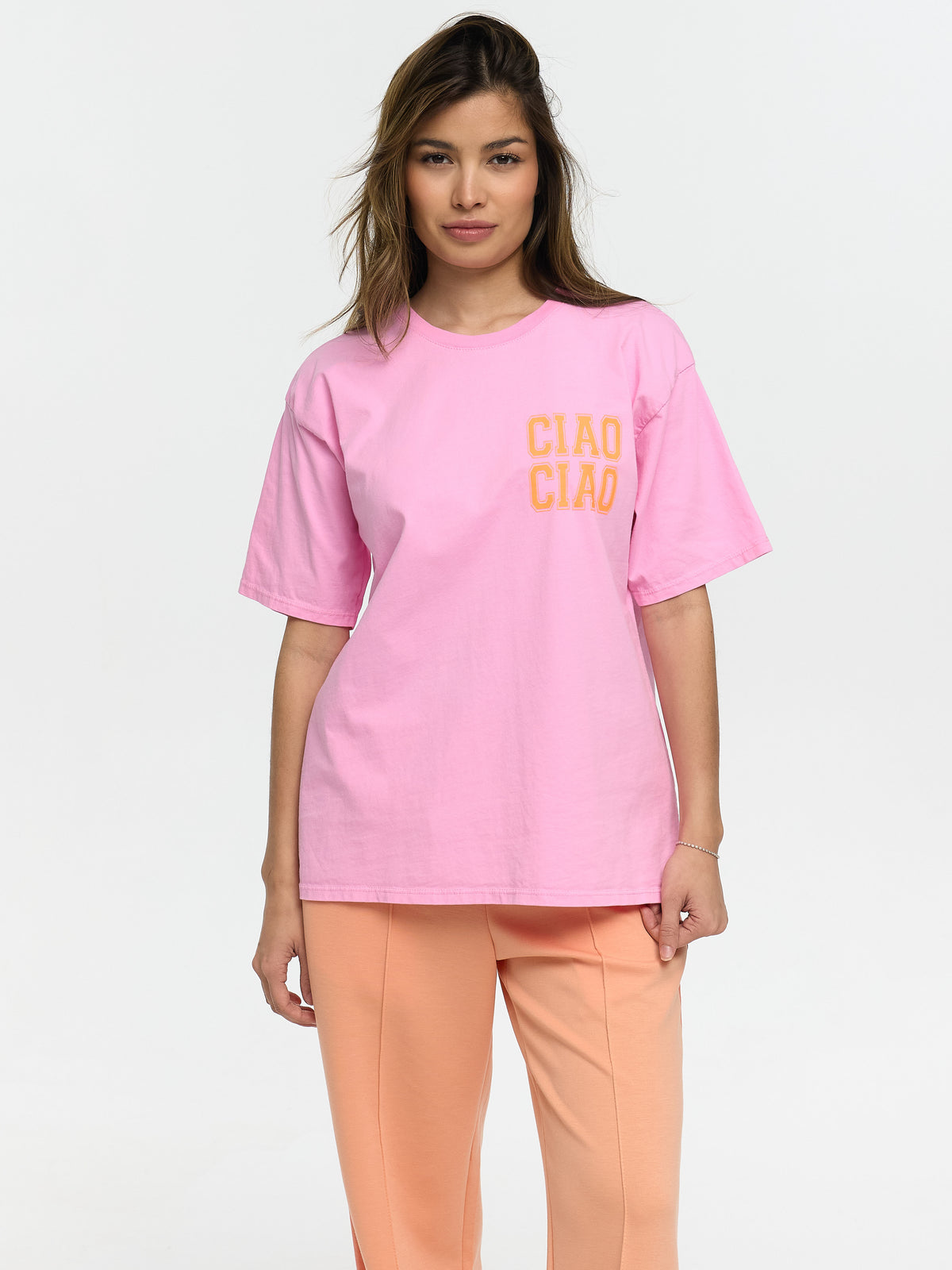 T-Shirt "Ciao Ciao" in Rosa
