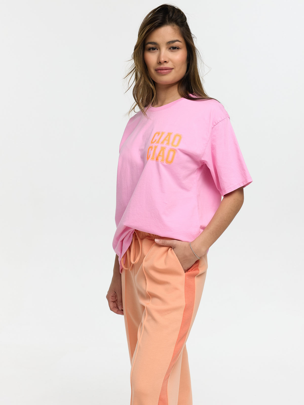 T-Shirt "Ciao Ciao" in Rosa