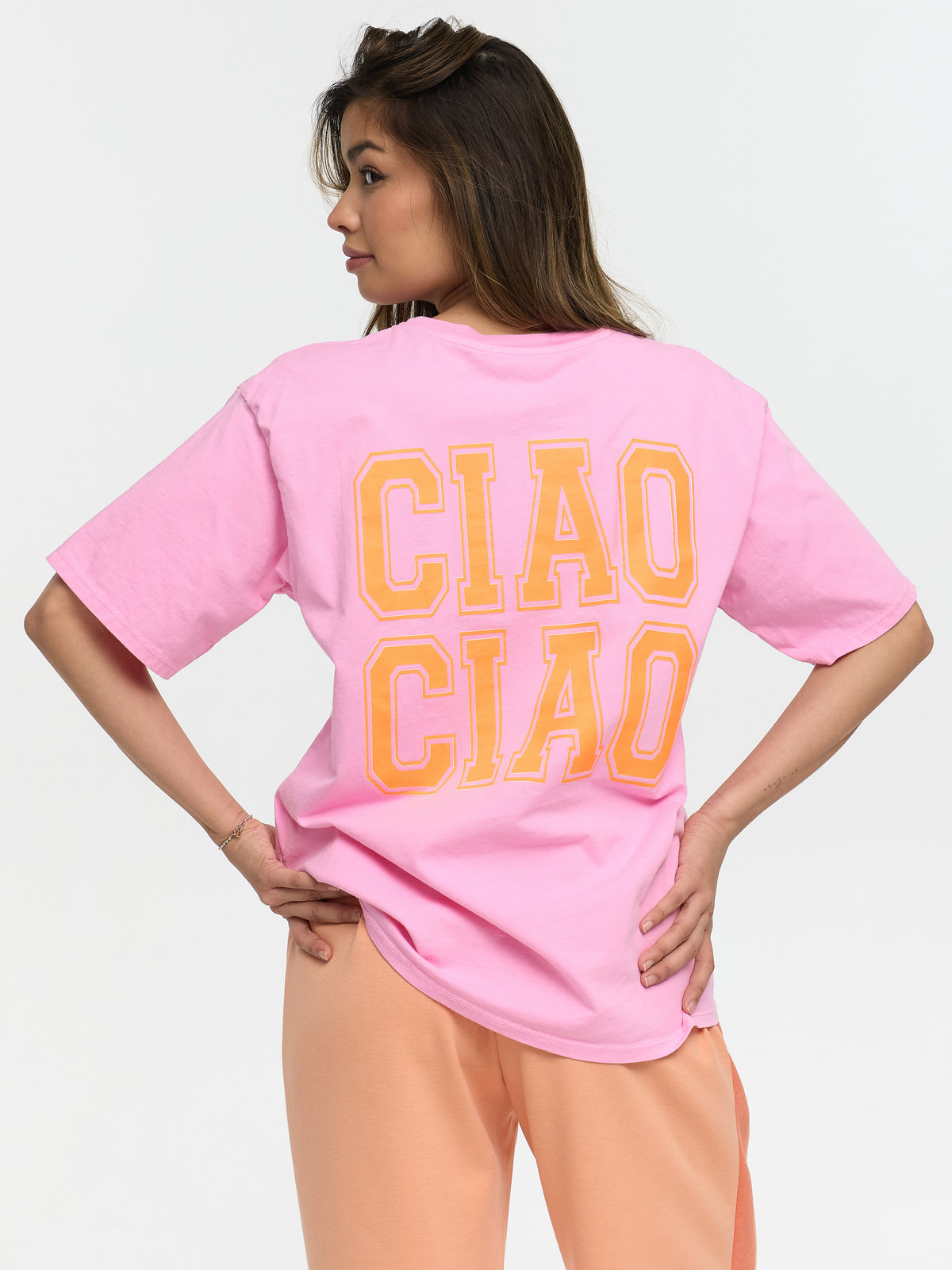 T-Shirt "Ciao Ciao" in Rosa