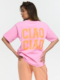 T-Shirt "Ciao Ciao" in Rosa