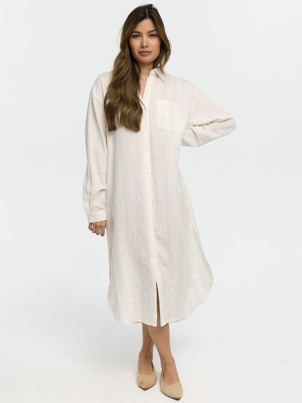 Tunikakleid in Leinenoptik "Sandya" in Creme