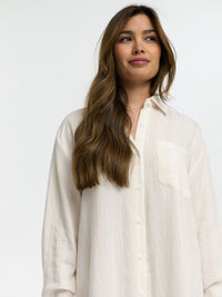 Tunikakleid in Leinenoptik "Sandya" in Creme