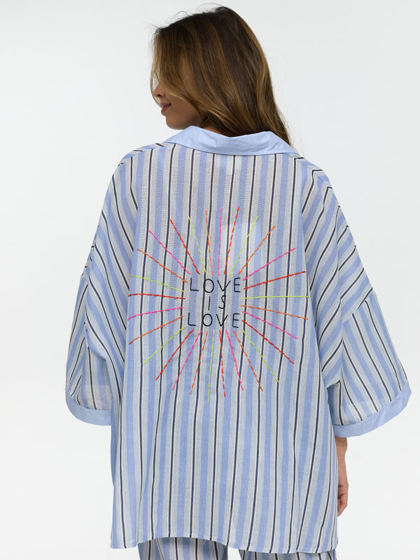 Set "Love is Love" in Blau/Weiß gestreift