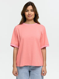 T-Shirt "Holly" in Rosa/Orange gestreift