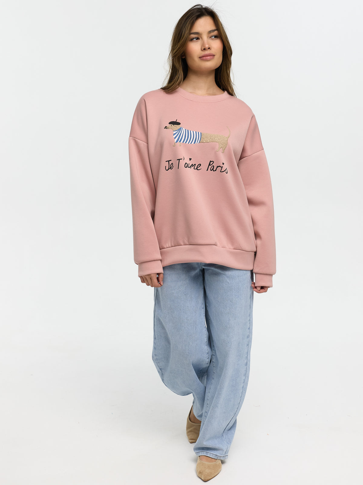 Pullover "Je T'aime Paris" in Rose