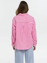 Musselin-Bluse "Svenja" in Rosa/Rot gestreift