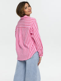 Musselin-Bluse "Svenja" in Rosa/Rot gestreift