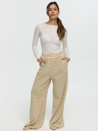 Hose „Abbey“ Beige gestreift