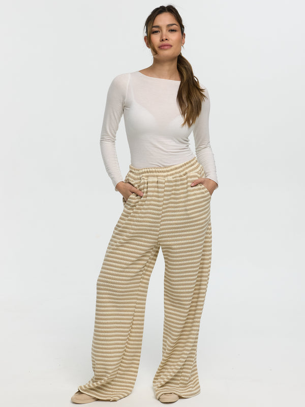 Hose „Abbey“ Beige gestreift