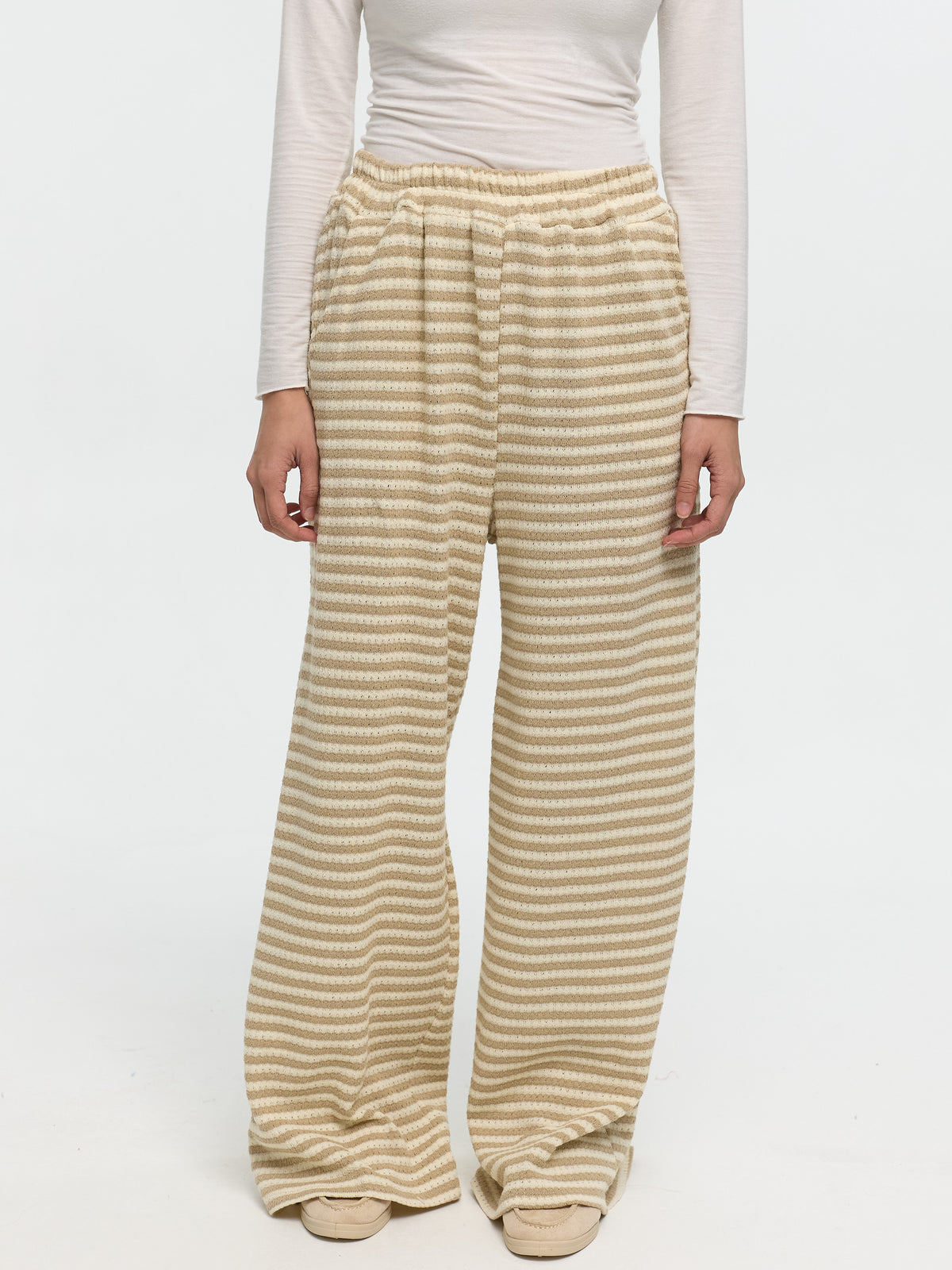 Hose „Abbey“ Beige gestreift