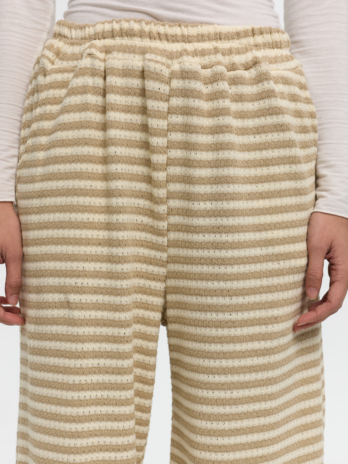 Hose „Abbey“ Beige gestreift