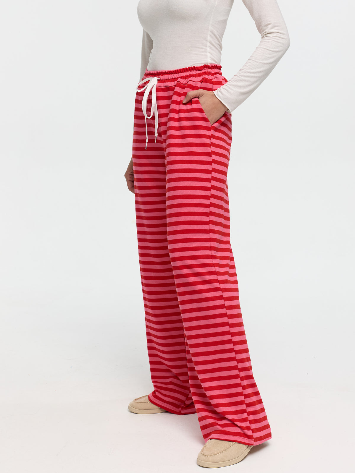Hose „Stina“ Rot/Rosa Gestreift