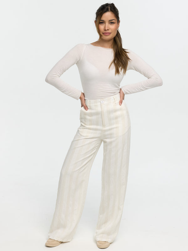 Stoffhose in Leinenoptik "Sandya" in Creme