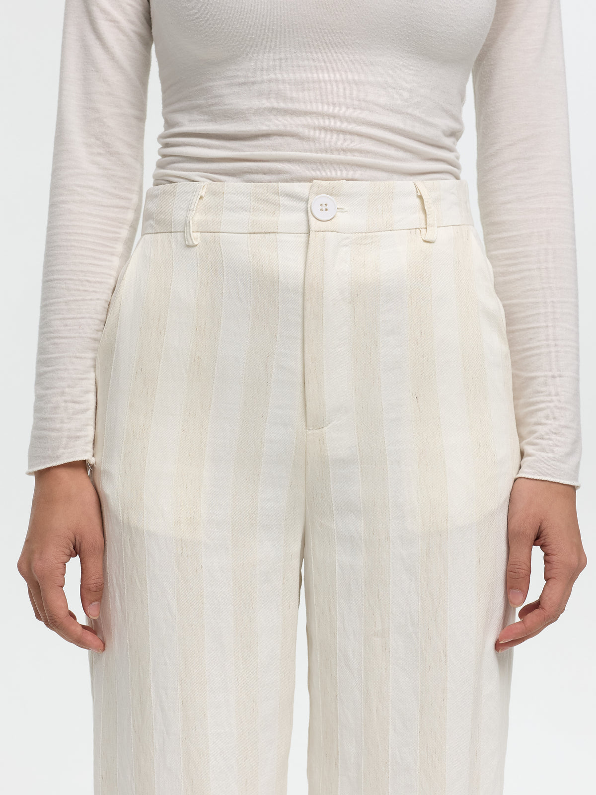 Stoffhose in Leinenoptik "Sandya" in Creme